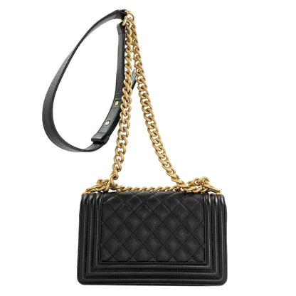 CHANEL Boy Chanel ChainShoulder GoldHardware Shoulder Bag Grained Calfskin Skin Ladies [Used]