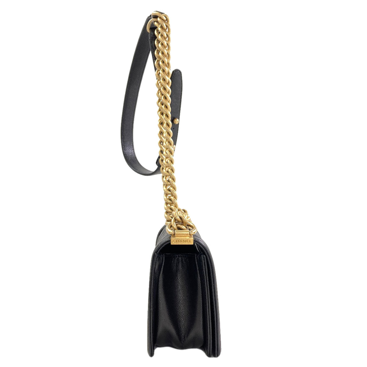 CHANEL Boy Chanel ChainShoulder GoldHardware Shoulder Bag Grained Calfskin Skin Ladies [Used]