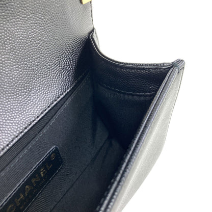 CHANEL Boy Chanel ChainShoulder GoldHardware Shoulder Bag Grained Calfskin Skin Ladies [Used]