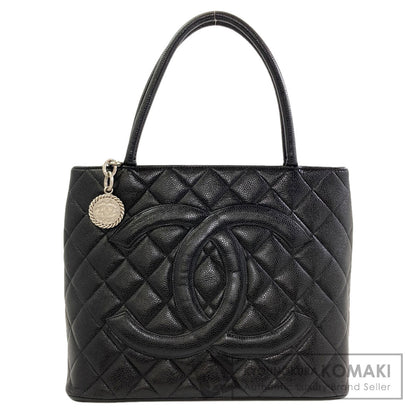 CHANEL Medallion SilverHardware Tote Bag Grained Calfskin Skin Ladies [Used]