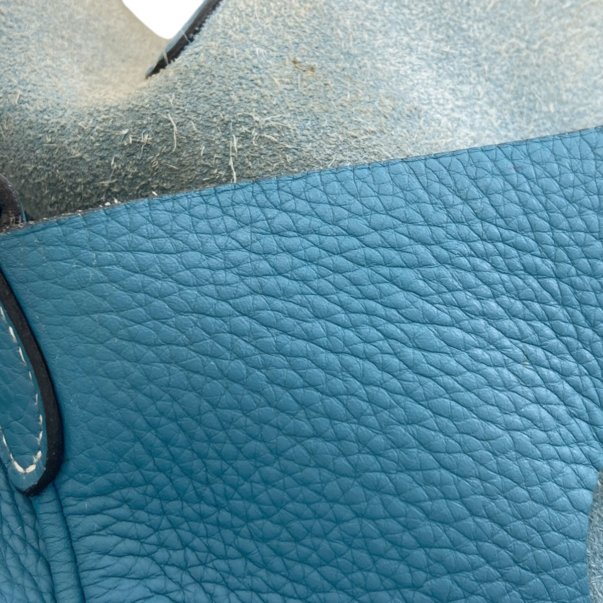 HERMES Manjoir MM Blue Jean SilverHardware Handbag Taurillon Clemence Ladies [Used]