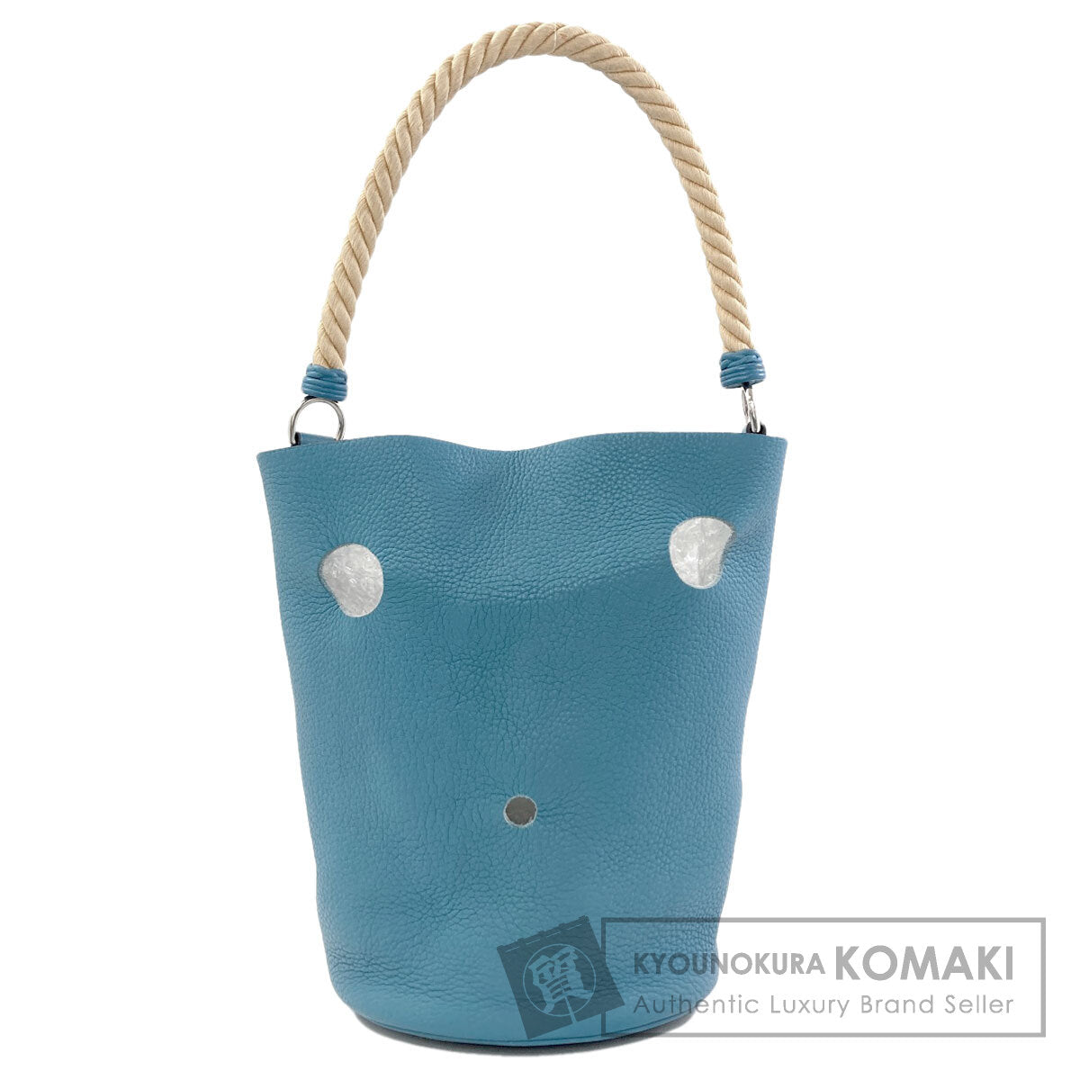 HERMES Manjoir MM Blue Jean SilverHardware Handbag Taurillon Clemence Ladies [Used]
