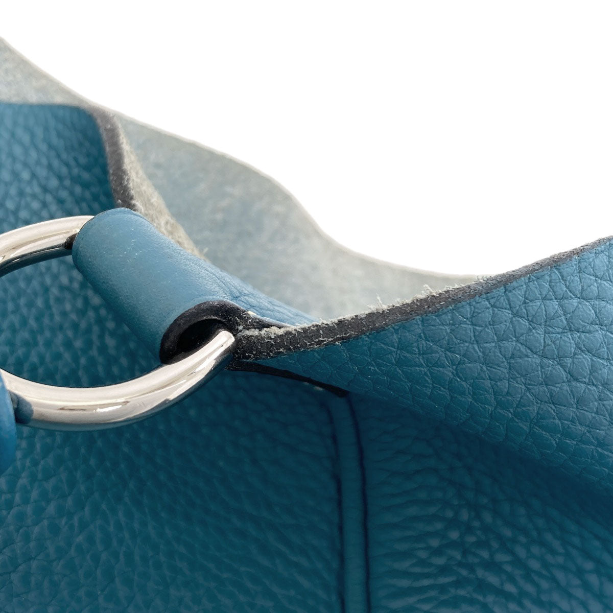 HERMES Manjoir MM Blue Jean SilverHardware Handbag Taurillon Clemence Ladies [Used]