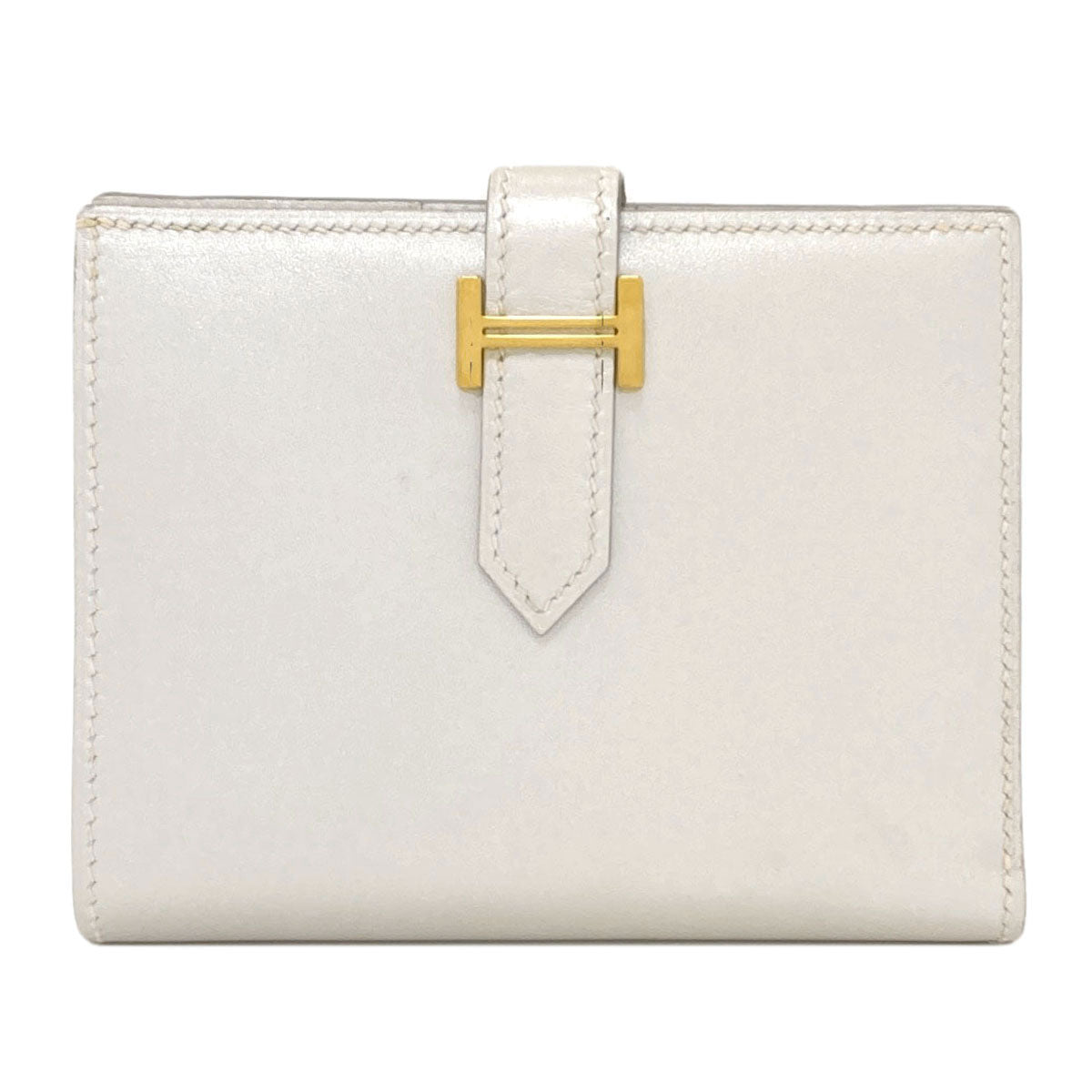 HERMES Bearn Compact GoldHardware Bifold Wallet with Coin Pocket Box calf Ladies [Used]