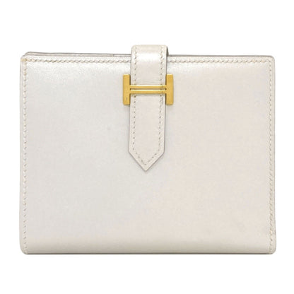 HERMES Bearn Compact GoldHardware Bifold Wallet with Coin Pocket Box calf Ladies [Used]