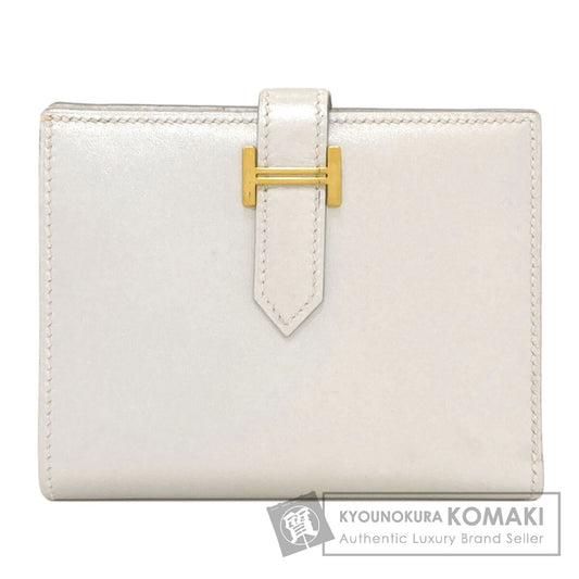 HERMES Bearn Compact GoldHardware Bifold Wallet with Coin Pocket Box calf Ladies [Used]