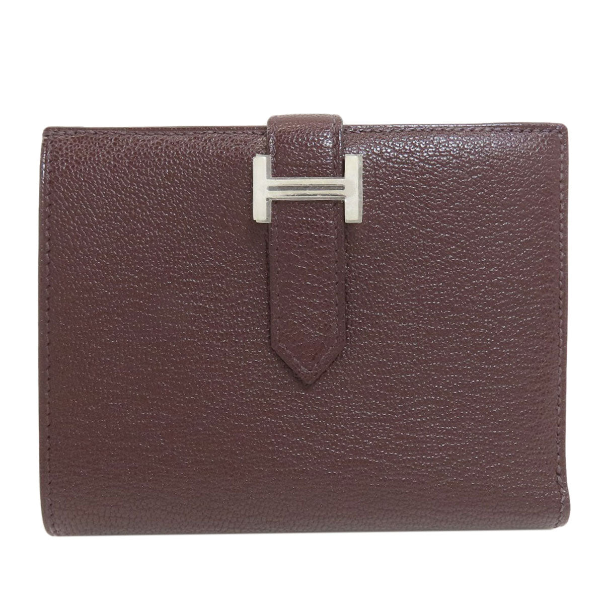 HERMES Bearn Compact SilverHardware Bifold Wallet with Coin Pocket Chevre Ladies [Used]