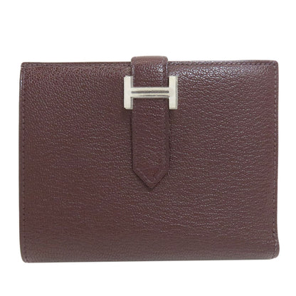 HERMES Bearn Compact SilverHardware Bifold Wallet with Coin Pocket Chevre Ladies [Used]