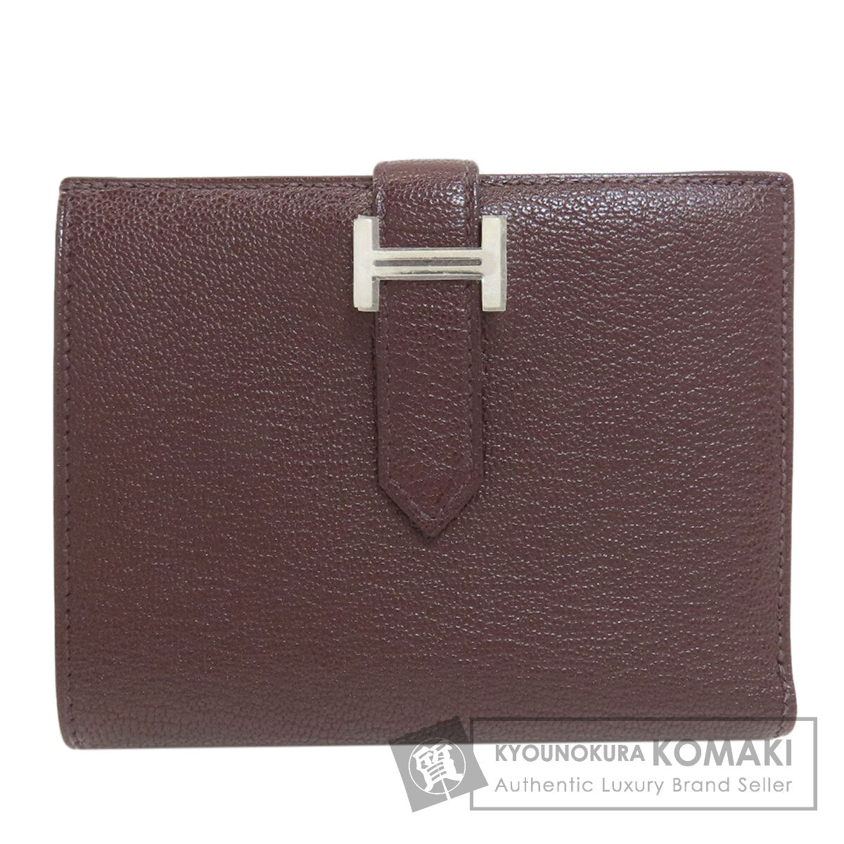 HERMES Bearn Compact SilverHardware Bifold Wallet with Coin Pocket Chevre Ladies [Used]