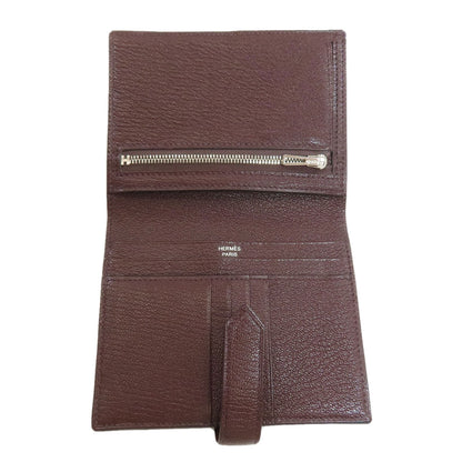 HERMES Bearn Compact SilverHardware Bifold Wallet with Coin Pocket Chevre Ladies [Used]