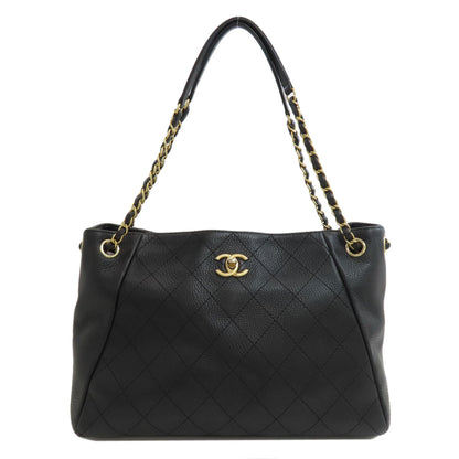 CHANEL Matelasse Chain Tote, Gold Hardware Tote Bag Calf Ladies [Used]