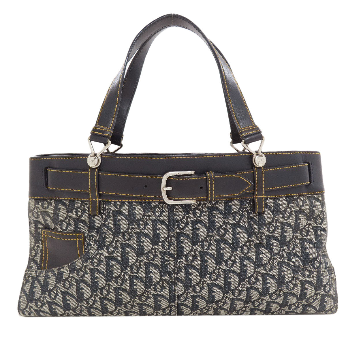 CHRISTIAN DIOR Belt Tote Trotter Pattern Tote Bag Canvas LeatherLadies [Used]