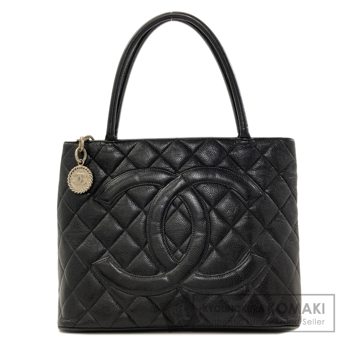 CHANEL Medallion SilverHardware Tote Bag Grained Calfskin Skin Ladies [Used]
