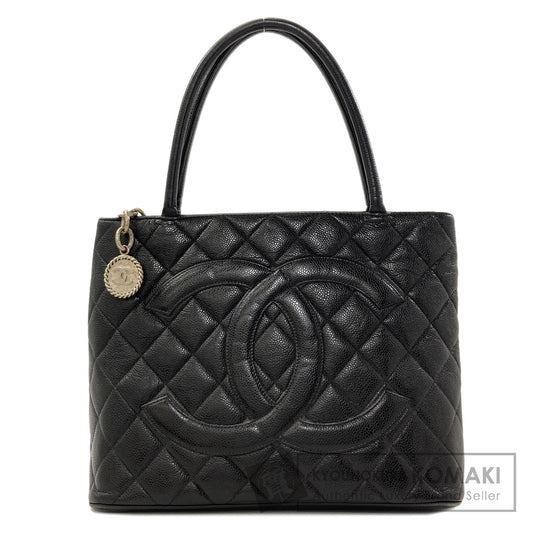 CHANEL Medallion SilverHardware Tote Bag Grained Calfskin Skin Ladies [Used]