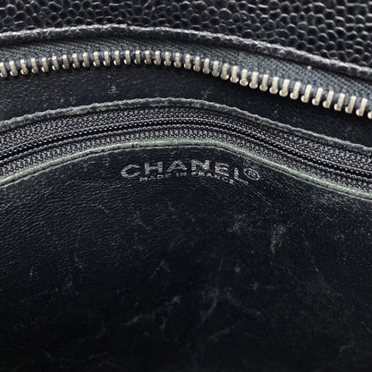 CHANEL Medallion SilverHardware Tote Bag Grained Calfskin Skin Ladies [Used]