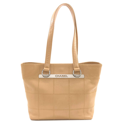CHANEL Chocolate bar wild stitch Tote Bag Grained Calfskin Skin Ladies [Used]