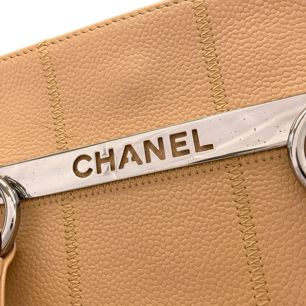 CHANEL Chocolate bar wild stitch Tote Bag Grained Calfskin Skin Ladies [Used]