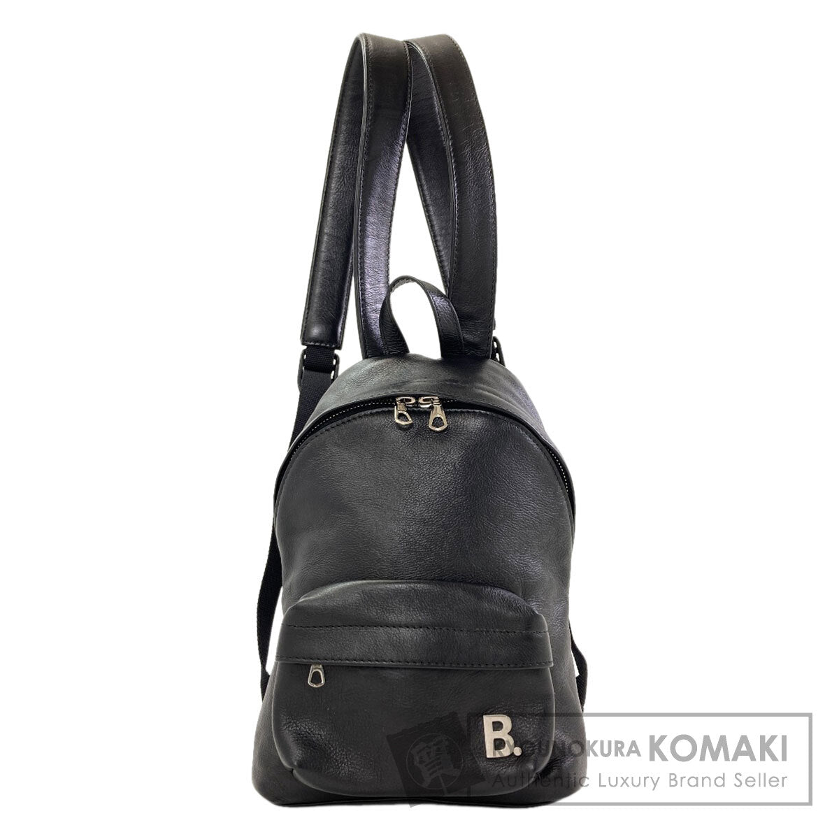 BALENCIAGA 580026 B logo Backpack Â· Daypack Leather Ladies [Used]