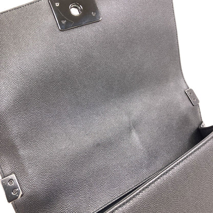 CHANEL Boy Chanel SilverHardware Shoulder Bag Grained Calfskin Skin Ladies [Used]