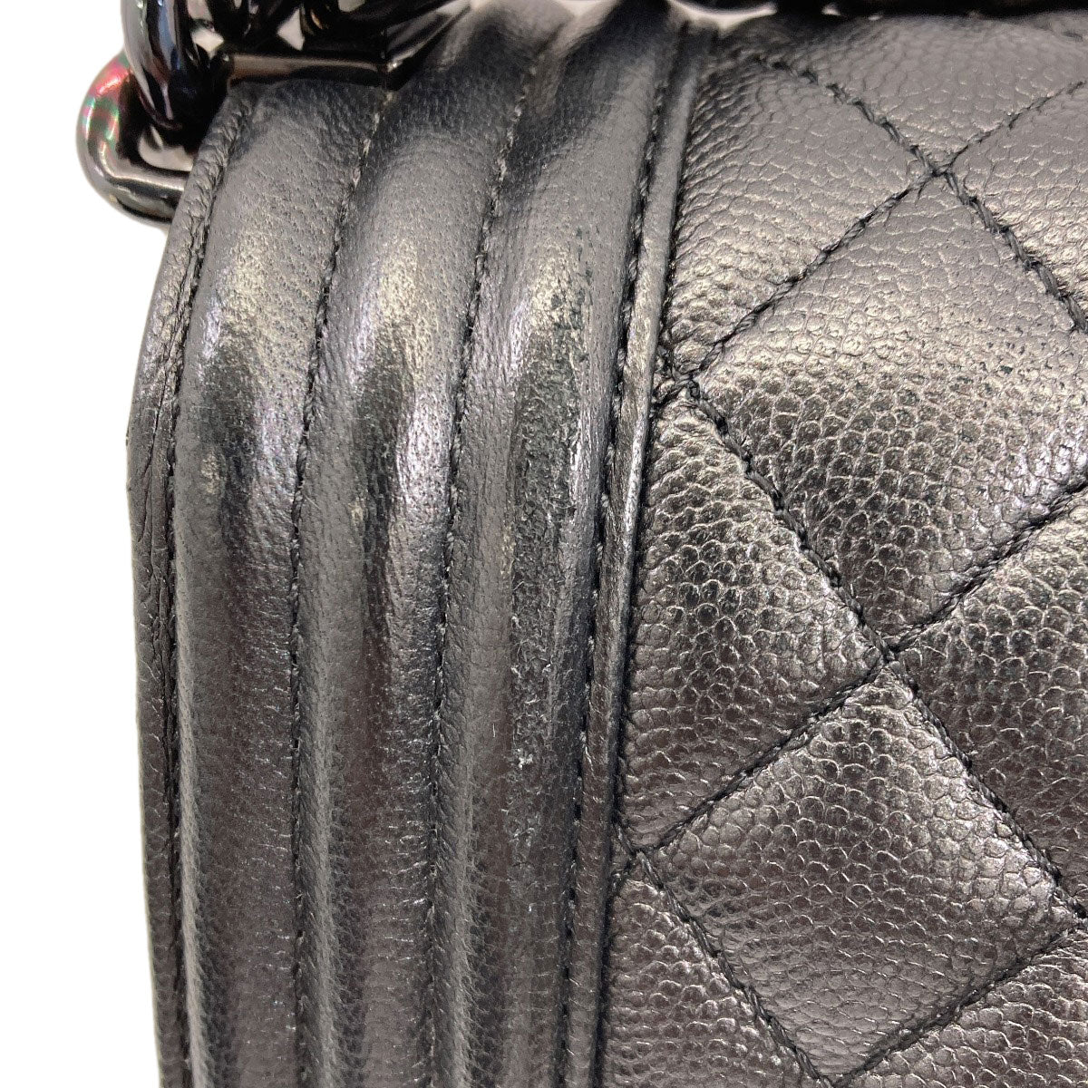 CHANEL Boy Chanel SilverHardware Shoulder Bag Grained Calfskin Skin Ladies [Used]