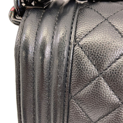 CHANEL Boy Chanel SilverHardware Shoulder Bag Grained Calfskin Skin Ladies [Used]