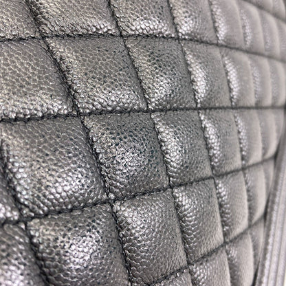 CHANEL Boy Chanel SilverHardware Shoulder Bag Grained Calfskin Skin Ladies [Used]