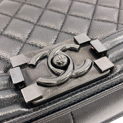 CHANEL Boy Chanel SilverHardware Shoulder Bag Grained Calfskin Skin Ladies [Used]
