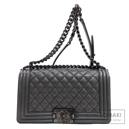 CHANEL Boy Chanel SilverHardware Shoulder Bag Grained Calfskin Skin Ladies [Used]