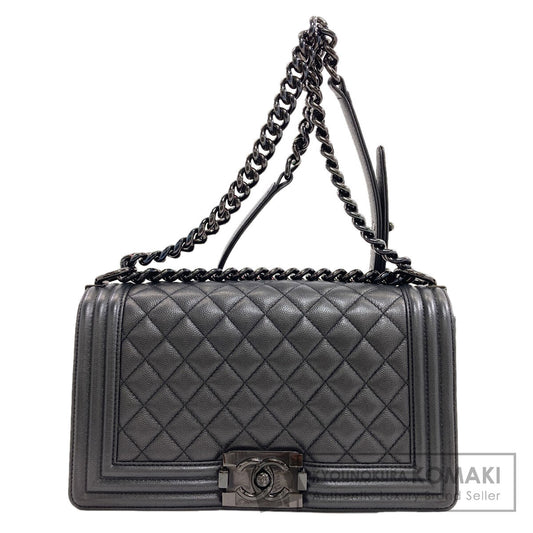 CHANEL Boy Chanel SilverHardware Shoulder Bag Grained Calfskin Skin Ladies [Used]