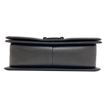 CHANEL Boy Chanel SilverHardware Shoulder Bag Grained Calfskin Skin Ladies [Used]