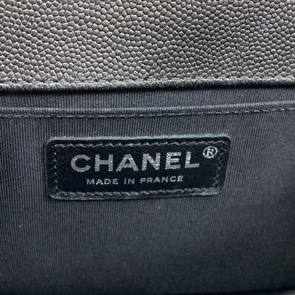 CHANEL Boy Chanel SilverHardware Shoulder Bag Grained Calfskin Skin Ladies [Used]