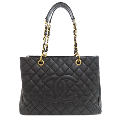 CHANEL Grand Shopping Tote GoldHardware Tote Bag Grained Calfskin Skin Ladies [Used]