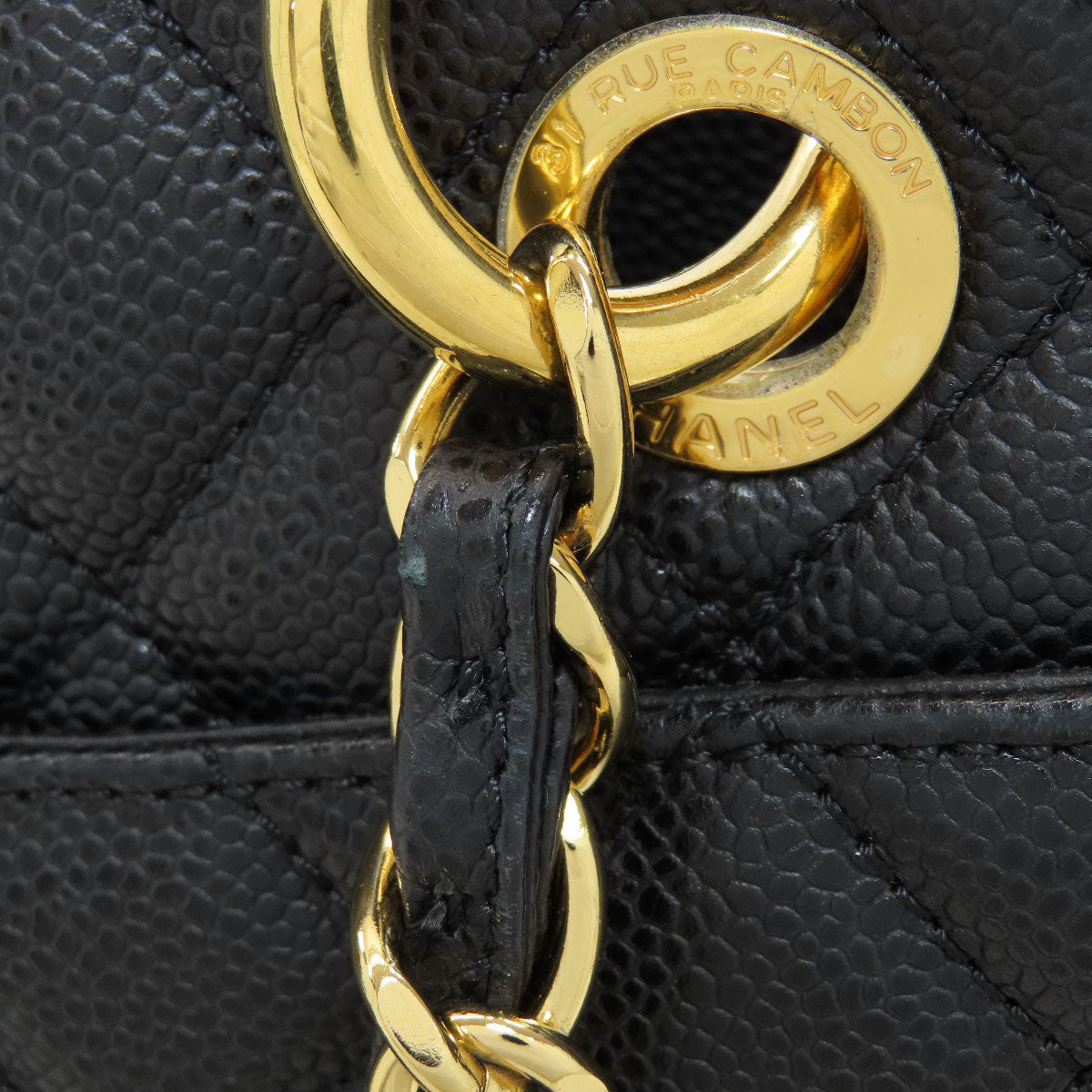 CHANEL Grand Shopping Tote GoldHardware Tote Bag Grained Calfskin Skin Ladies [Used]