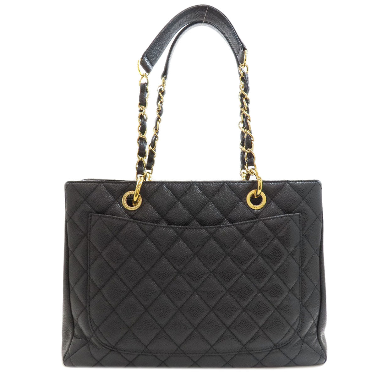 CHANEL Grand Shopping Tote GoldHardware Tote Bag Grained Calfskin Skin Ladies [Used]