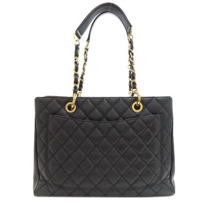 CHANEL Grand Shopping Tote GoldHardware Tote Bag Grained Calfskin Skin Ladies [Used]