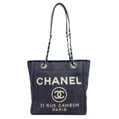 CHANEL A66939 Deauville PM SilverHardware Tote Bag Canvas Ladies [Used]