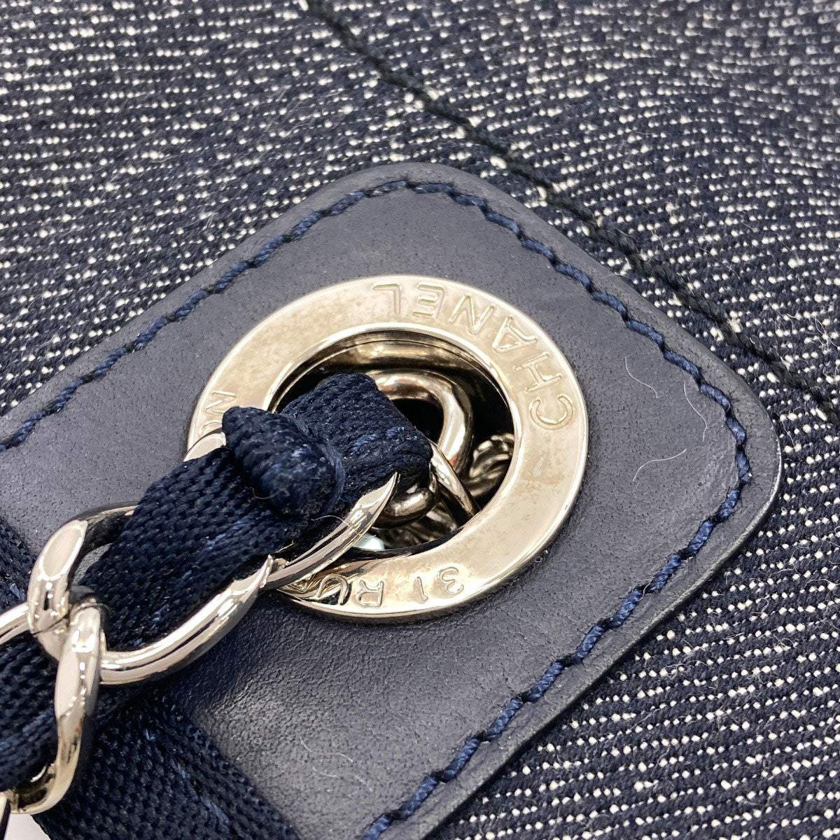CHANEL A66939 Deauville PM SilverHardware Tote Bag Canvas Ladies [Used]