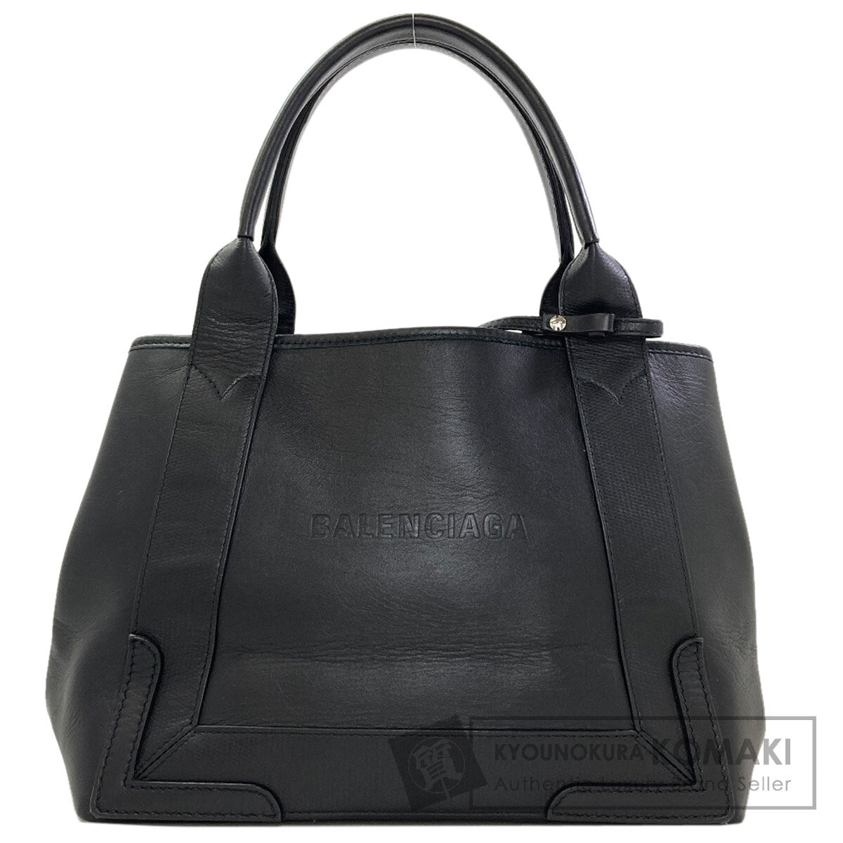 BALENCIAGA 339933 NAVY CABAS Handbag Calf Ladies [Used]