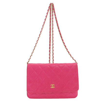 CHANEL Chain wallet Matelasse GoldHardware Shoulder Bag Lambskin Ladies [Used]