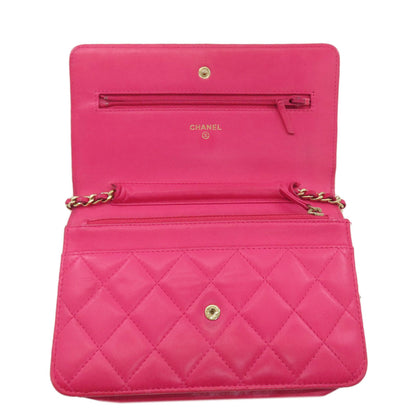 CHANEL Chain wallet Matelasse GoldHardware Shoulder Bag Lambskin Ladies [Used]