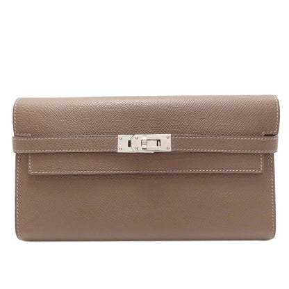 HERMES Kelly Wallet Long Etoupe SilverHardware Long wallet (with coin pocket) Epsom Ladies [Used]