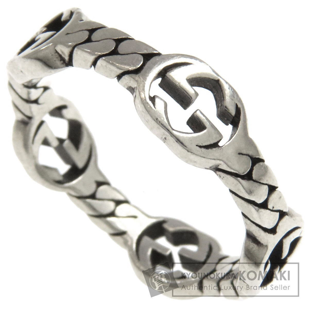 GUCCI Interlocking G Chain Ring Silver Ladies [Used]