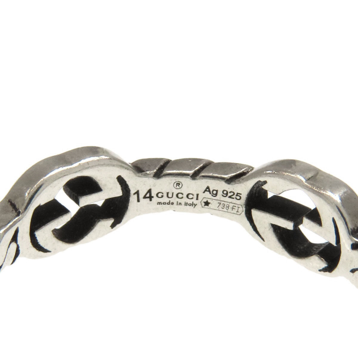 GUCCI Interlocking G Chain Ring Silver Ladies [Used]