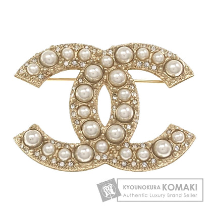 CHANEL COCO Mark Fake Pearl Rhinestone Brooch Metal Ladies [Used]