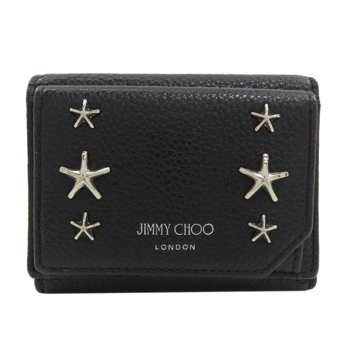 Jimmy Choo Studs star motif Tri-fold wallet (with Coin Pocket) Leather Ladies [Used]