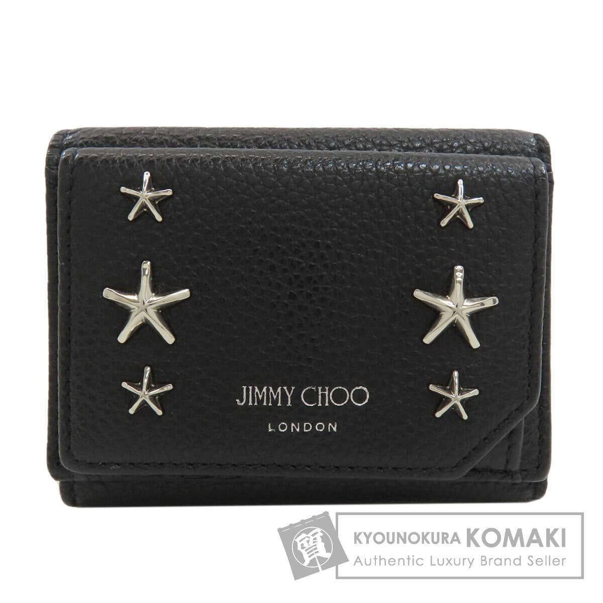 Jimmy Choo Studs star motif Tri-fold wallet (with Coin Pocket) Leather Ladies [Used]