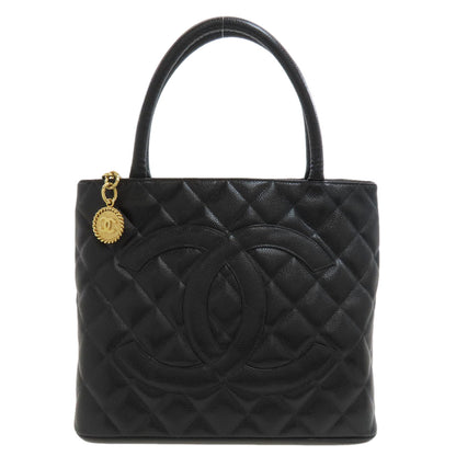 CHANEL Medallion GoldHardware Tote Bag Grained Calfskin Skin Ladies [Used]