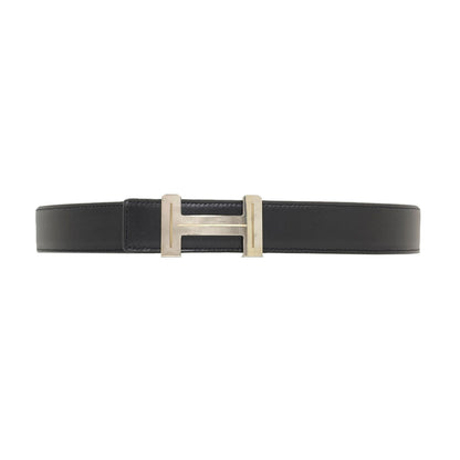 HERMES H-belt, reversible, SilverHardware belt Box calf Togomens [Used]