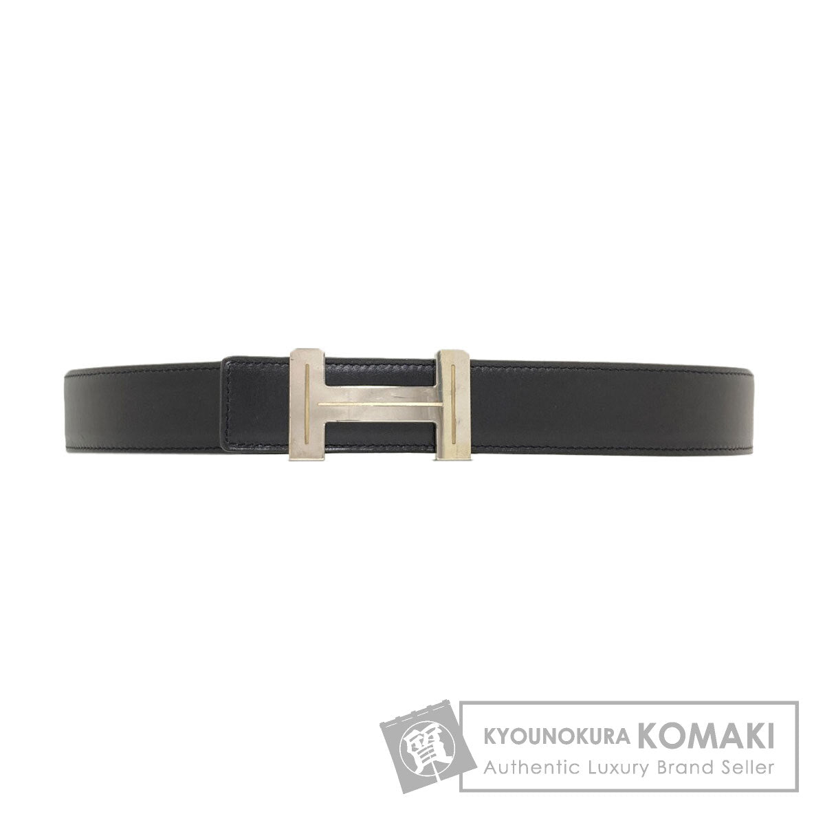 HERMES H-belt, reversible, SilverHardware belt Box calf Togomens [Used]