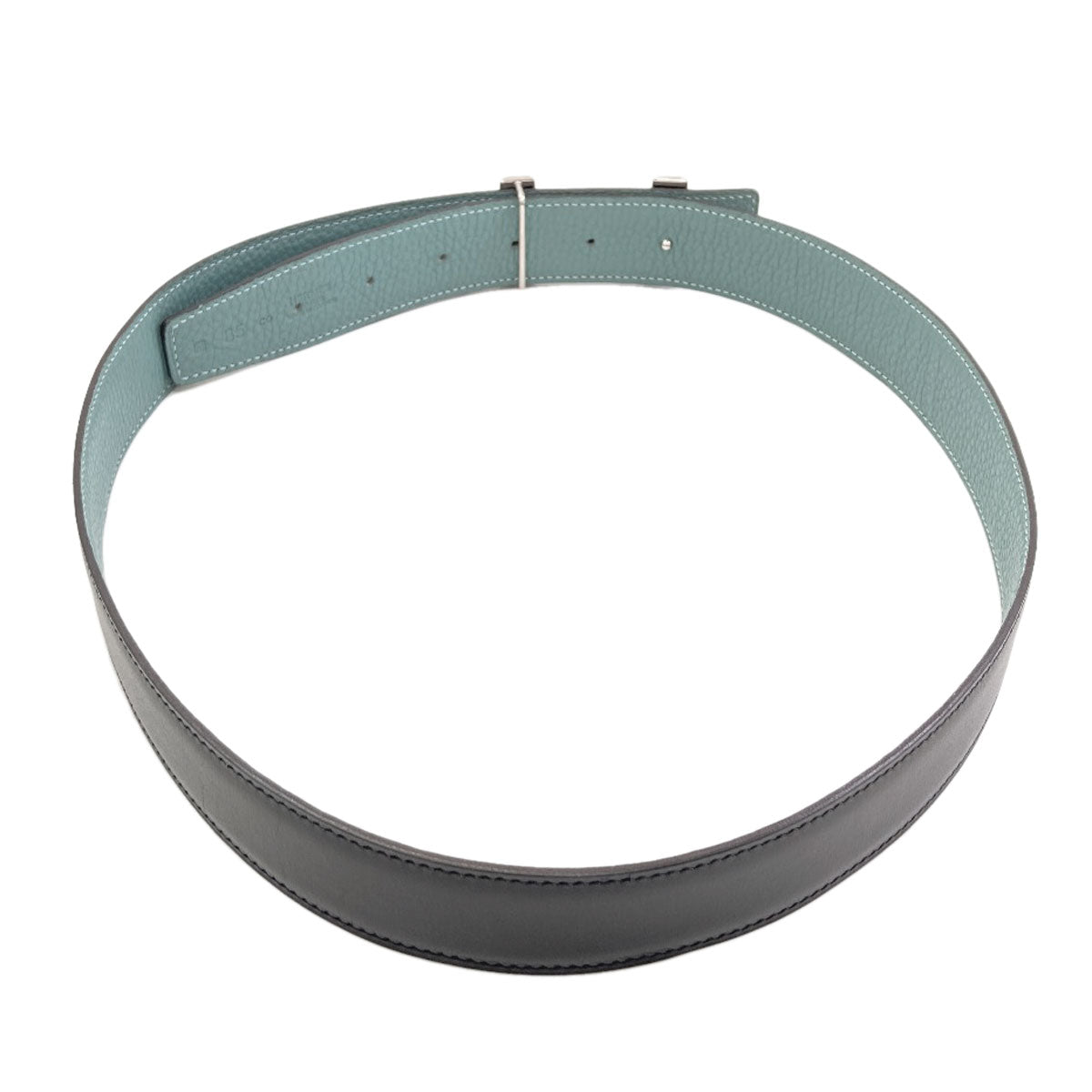 HERMES H-belt, reversible, SilverHardware belt Box calf Togomens [Used]